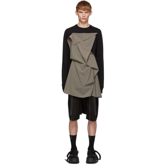Rick Owens Black and Grey Front Panel Sweater Rick Owens