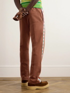Casablanca - Laurel Straight-Leg Logo-Appliquéd Organic Cotton-Jersey Sweatpants - Brown