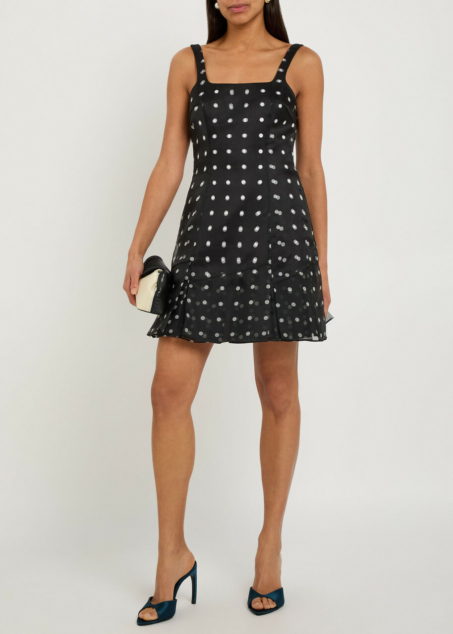 Emilia Wickstead Juelee Polka dot Layered Silk-chiffon Mini Dress Black
