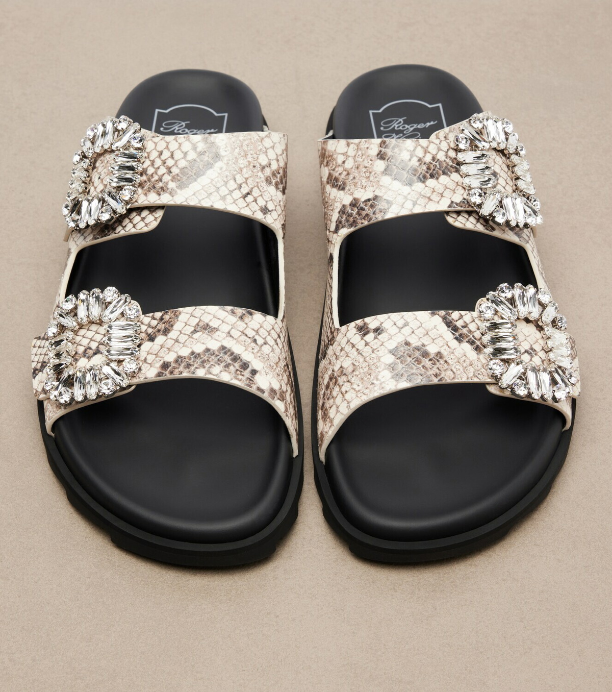Roger Vivier Slidy Viv' snake-print leather sandals