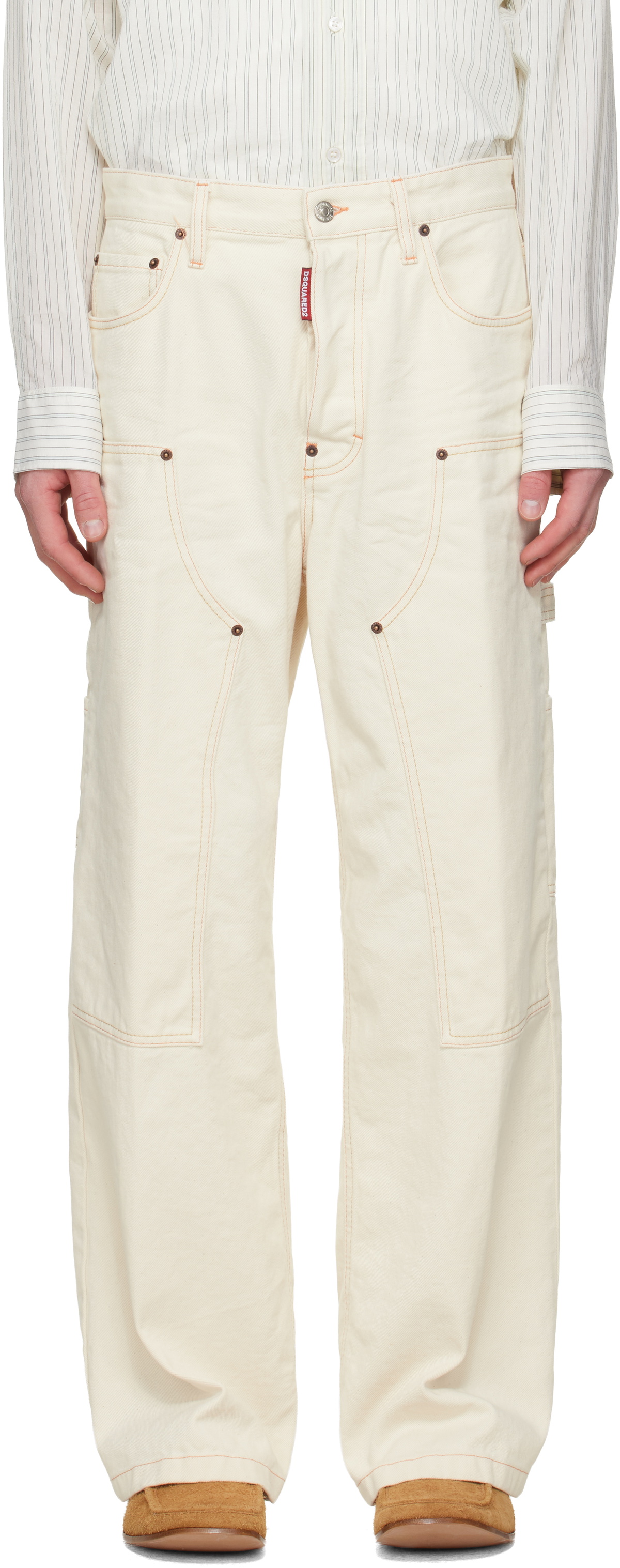 Dsquared2 Off-White Baggy Carpenter Trousers