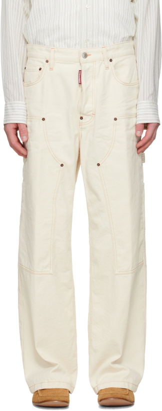 Photo: Dsquared2 Off-White Baggy Carpenter Trousers