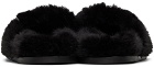 Simone Rocha Black Embellished Furry Slippers