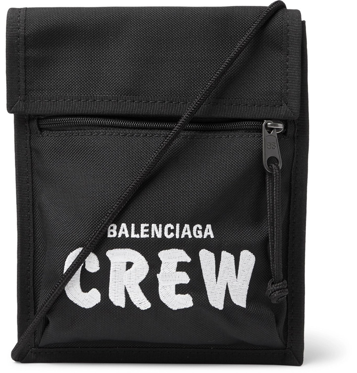 Photo: Balenciaga - Explorer Logo-Embroidered Canvas Messenger Bag - Black