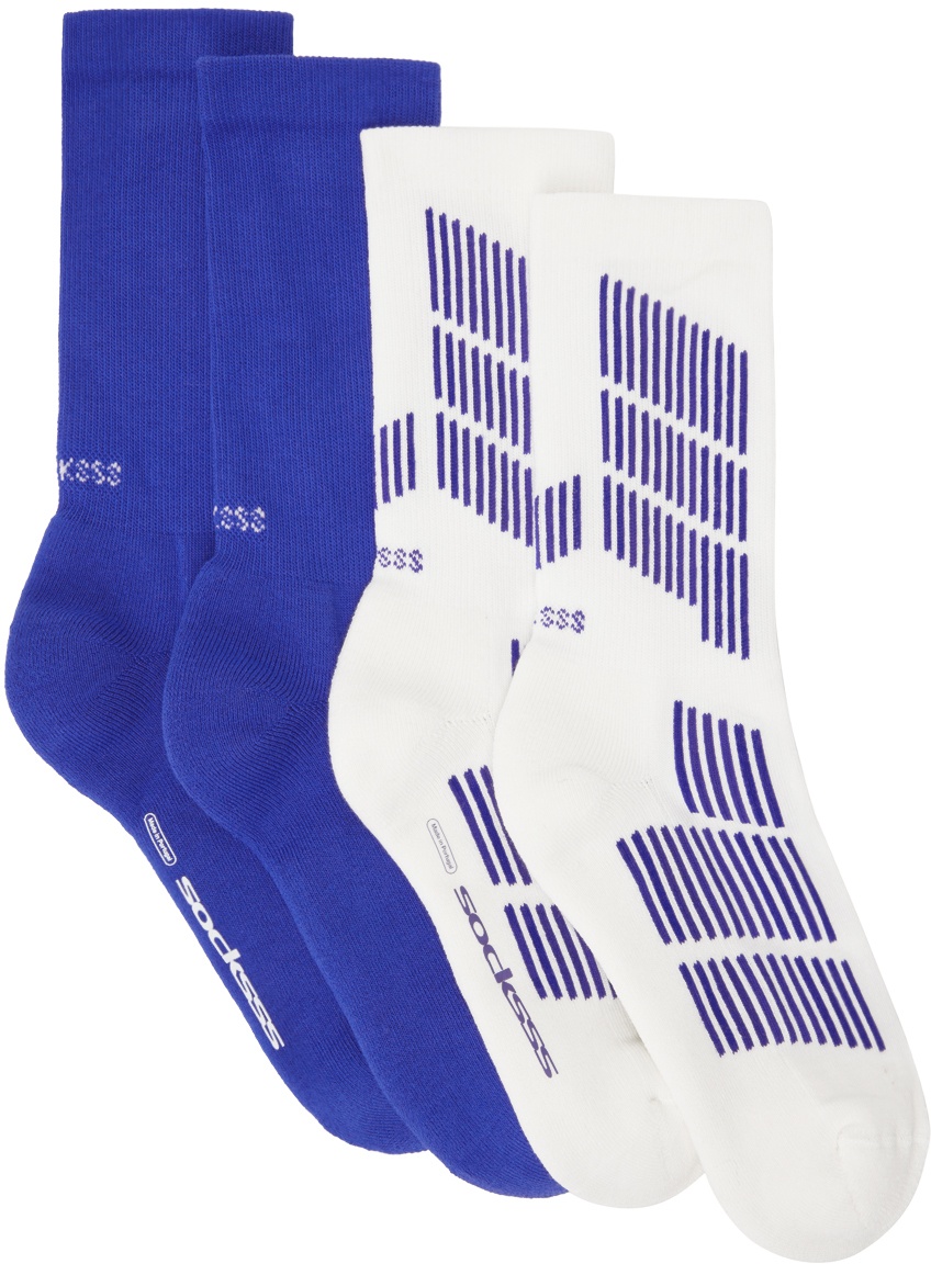 SOCKSSS Two-Pack White & Blue Socks Socksss