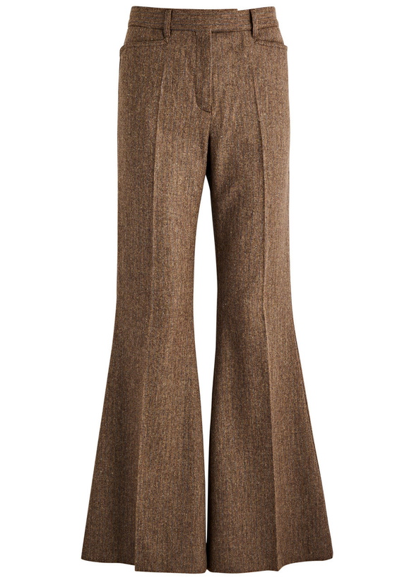 Photo: Remain BY Birger Christensen Herringbone Flared-leg Wool Trousers Khaki