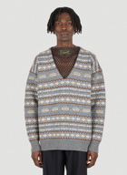 Fair Isle Jacquard Net Sweater in Grey