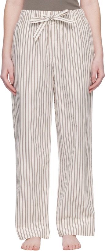 Photo: Tekla Off-White & Brown Poplin Pyjama Pants