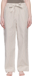 Tekla Off-White & Brown Poplin Pyjama Pants