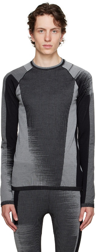 Photo: Y-3 Black & Gray Engineered Long Sleeve T-shirt
