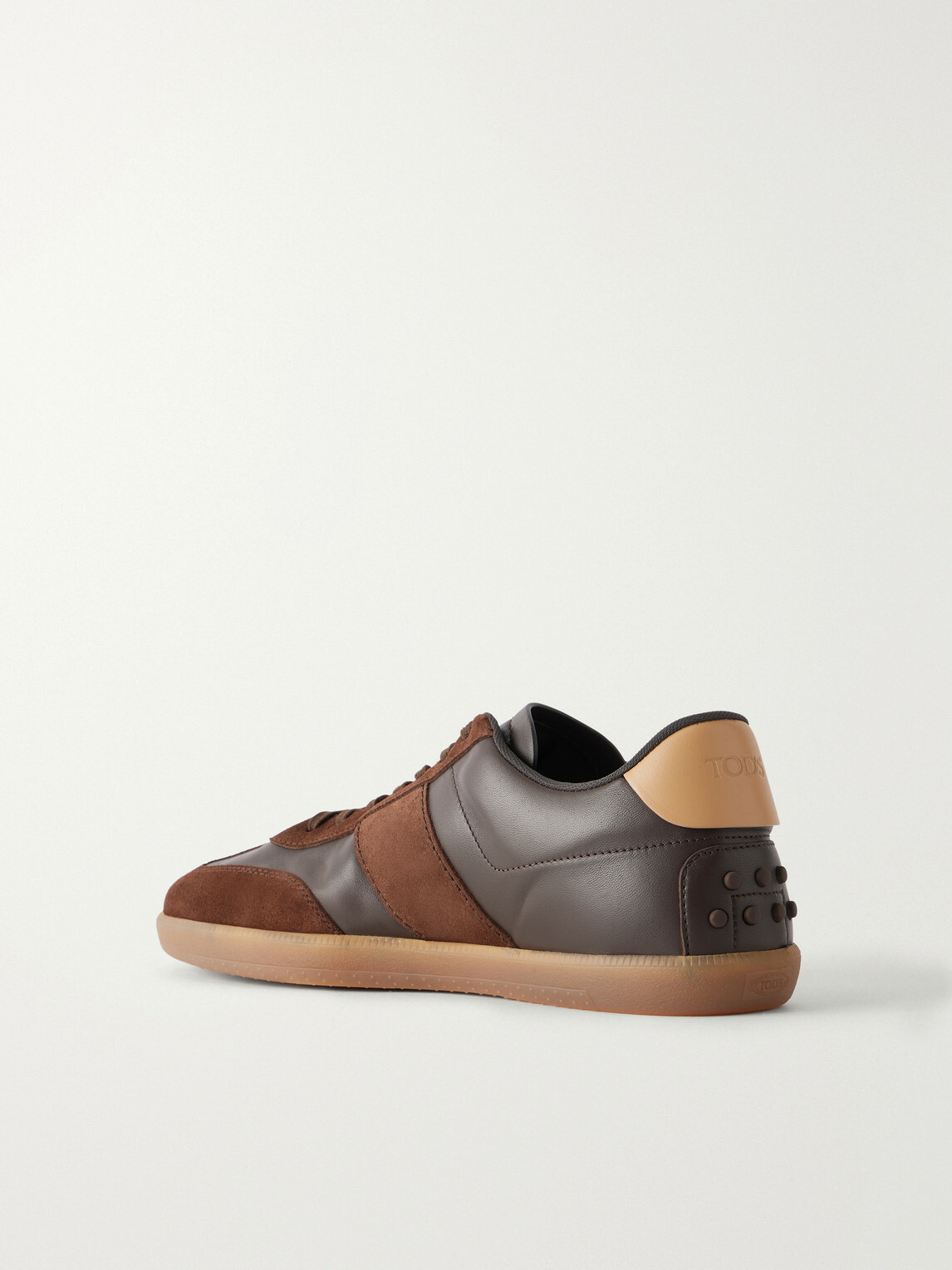 Tod's - Suede-Trimmed Leather Sneakers - Brown
