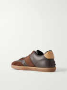 Tod's - Suede-Trimmed Leather Sneakers - Brown