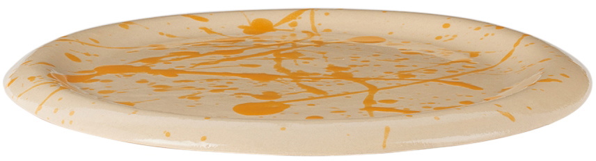 BOMBAC Off-White & Orange Splatter Plate