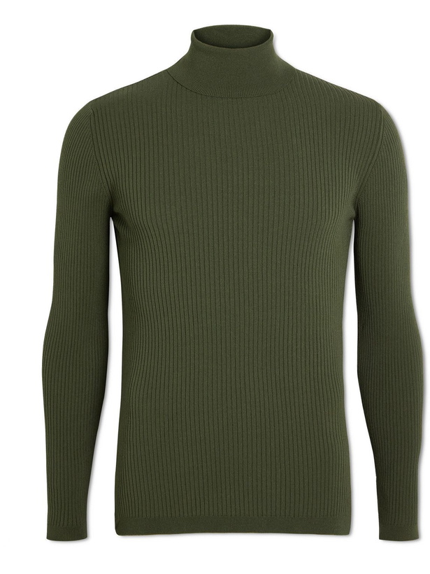 Photo: Fusalp - Ceillac Ribbed-Knit Rollneck Ski Base Layer - Green