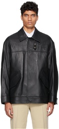 Solid Homme Black Outshirts Leather Jacket