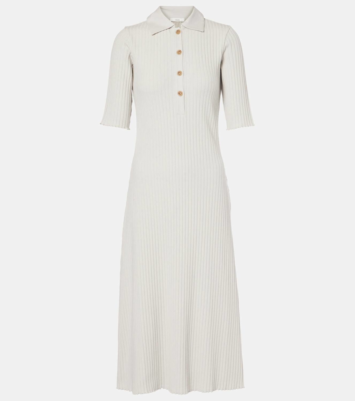 Vince Ribbed-knit cotton-blend polo dress Vince Vince Ribbed-knit cotton-blend polo dress Vince