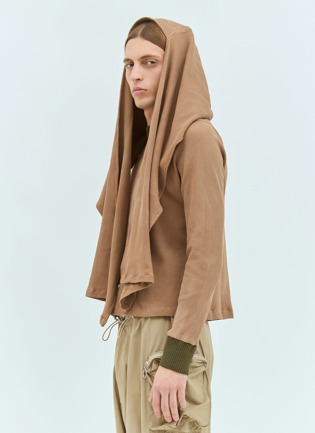 Charlie Constantinou Panelled Waffle Top With Scarf