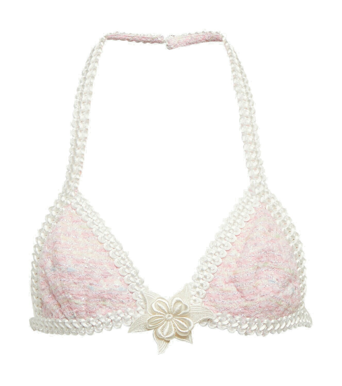 Camouflage embellished cotton bralette in pink - Alessandra Rich