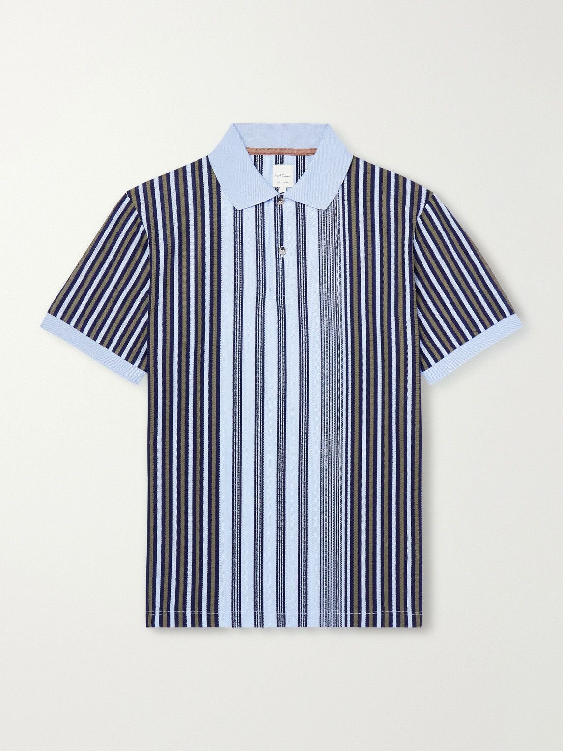 Paul Smith - Striped Knitted Cotton Polo Shirt - Blue