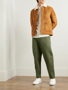 Mr P. - James Tapered Cotton and Linen-Blend Twill Drawstring Trousers - Green