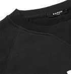 Balmain - Slim-Fit Logo-Flocked Loopback Cotton-Jersey Sweatshirt - Black