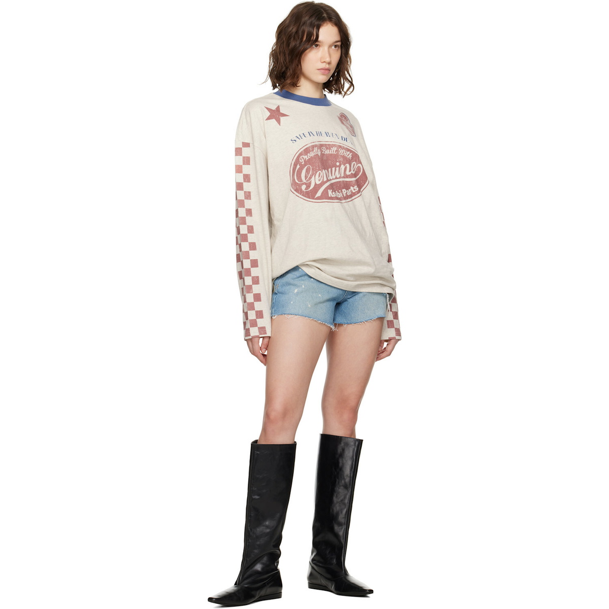 Ksubi Blue Rise N Hi Kut Out Surge Denim Shorts