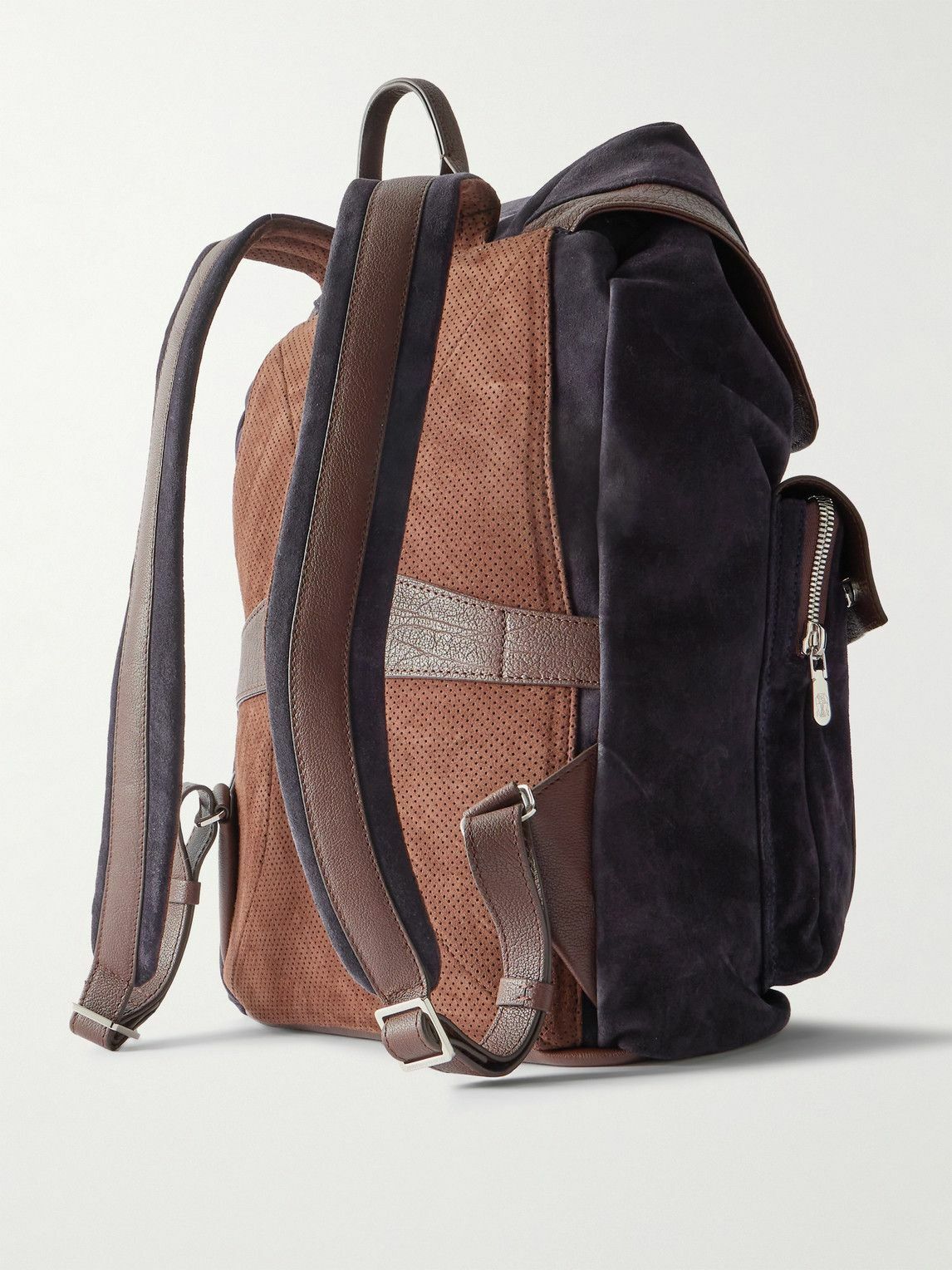 Brunello Cucinelli - Leather-Trimmed Suede Backpack