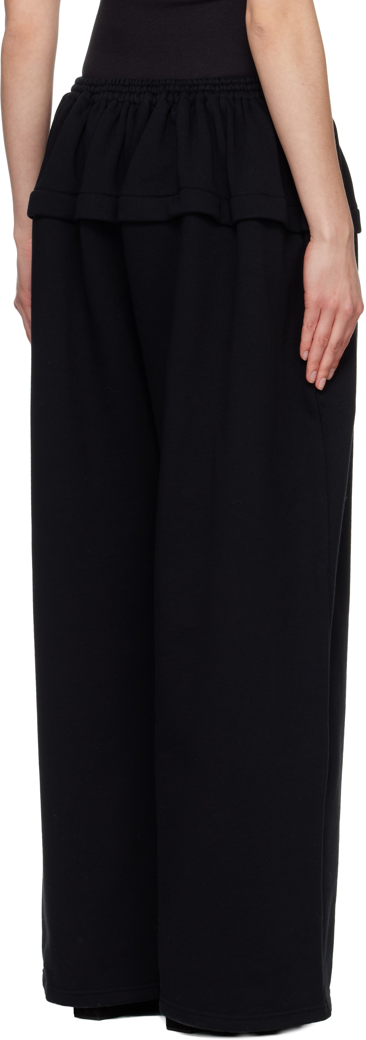 ALAÏA Black Peplum Fleece Lounge Pants