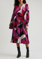 Diane Von Furstenberg Abel Belted Printed Satin Midi Dress Multicoloured