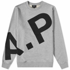 A.P.C. Men's Cory All Over Logo Crew Sweat in Heathered Light Grey
