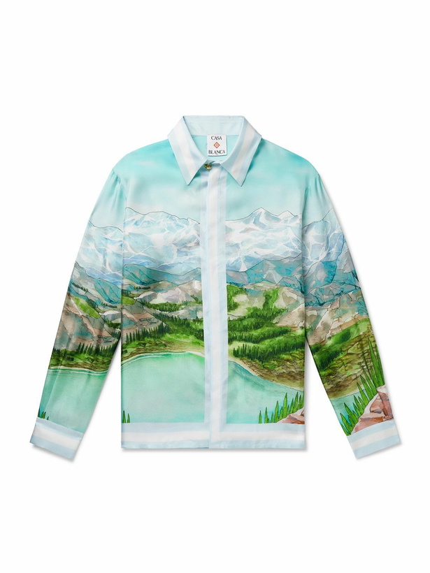Photo: Casablanca - Dalmatian A La Montagne Printed Silk-Twill Shirt - Blue