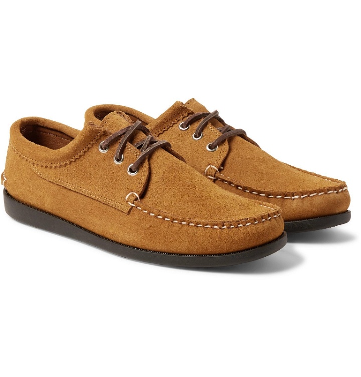 Photo: Quoddy - Blucher Suede Boat Shoes - Brown
