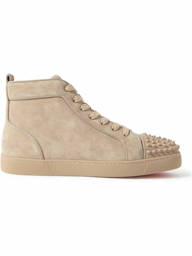 Photo: Christian Louboutin - Louis Spiked Suede High-Top Sneakers - Neutrals