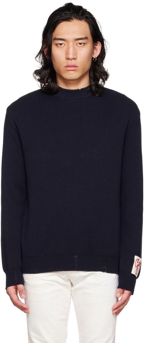 Golden Goose Navy Crewneck Sweater Golden Goose Deluxe Brand