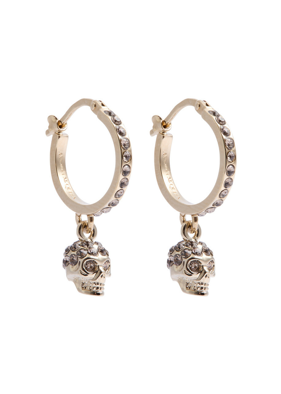 Alexander Mcqueen Skull Crystal-embellished Hoop Earrings - Gold - One Size