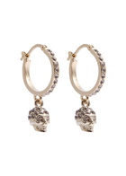 Alexander Mcqueen Skull Crystal-embellished Hoop Earrings - Gold - One Size