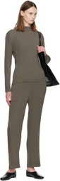 ISSEY MIYAKE Taupe Hatching Pleats Trousers