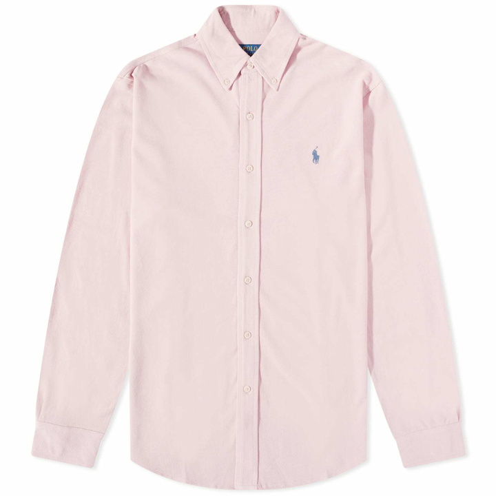Photo: Polo Ralph Lauren Men's Slim Fit Button Down Pique Shirt in Chino Pink