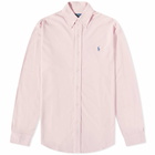 Polo Ralph Lauren Men's Slim Fit Button Down Pique Shirt in Chino Pink