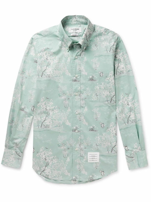 Photo: Thom Browne - Printed Cotton-Poplin Shirt - Green