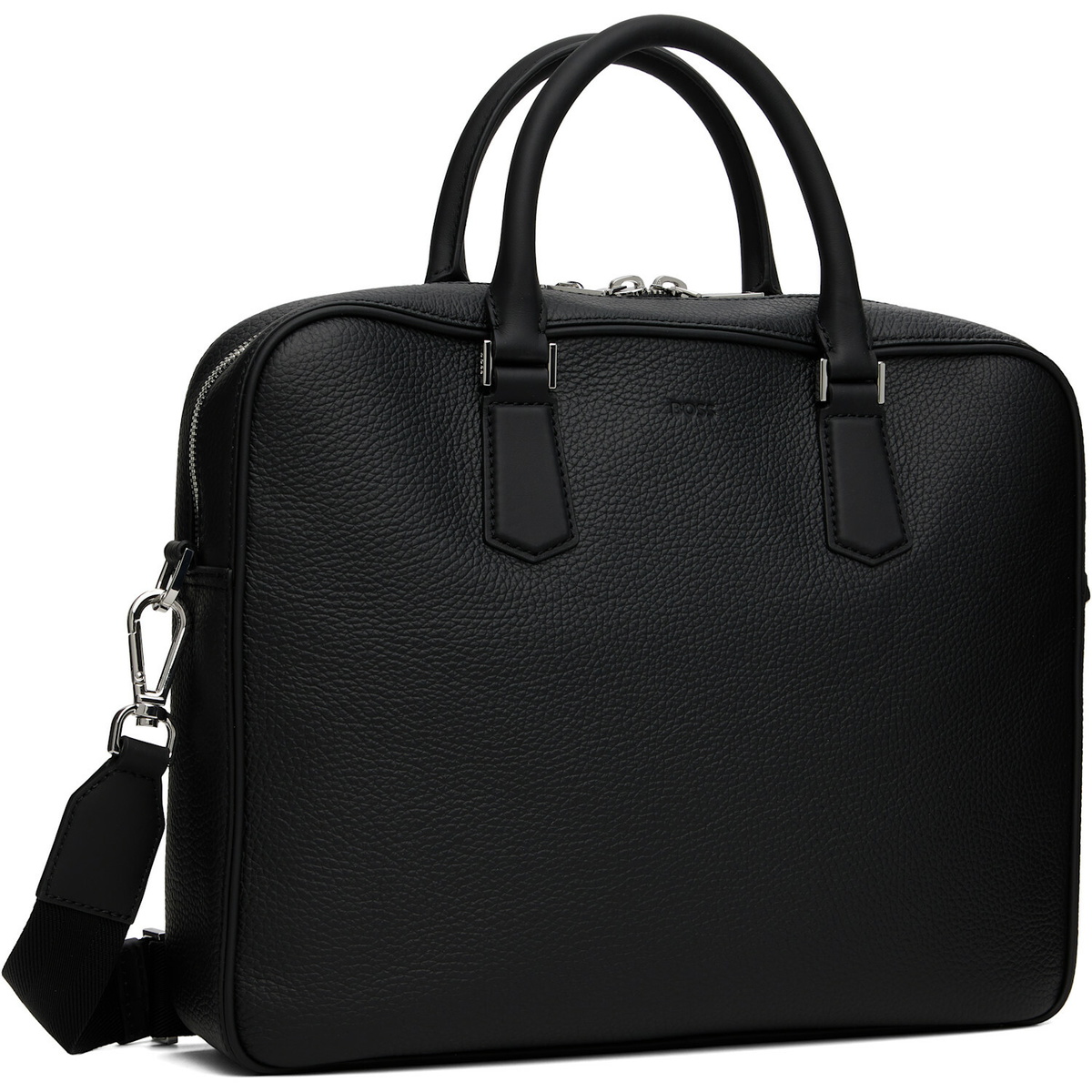 BOSS Black Grained Leather Briefcase