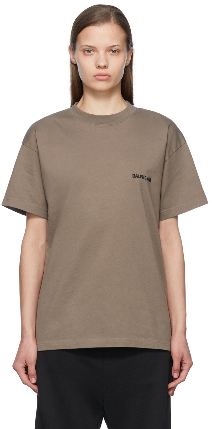 Balenciaga brown tee size L orders brand new logo print