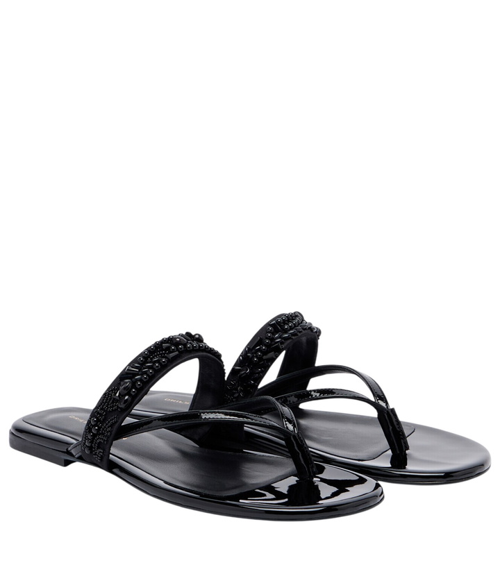 Photo: Dries Van Noten Embellished patent leather thong sandals