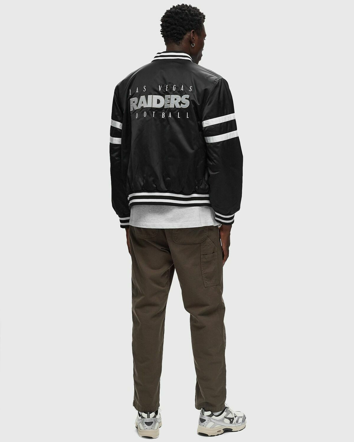 New Era Nfl Satin Bomber Las Vegas Raiders Black Bomber Jackets