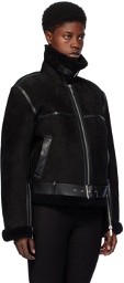 TOTEME Black Aviator Leather Jacket