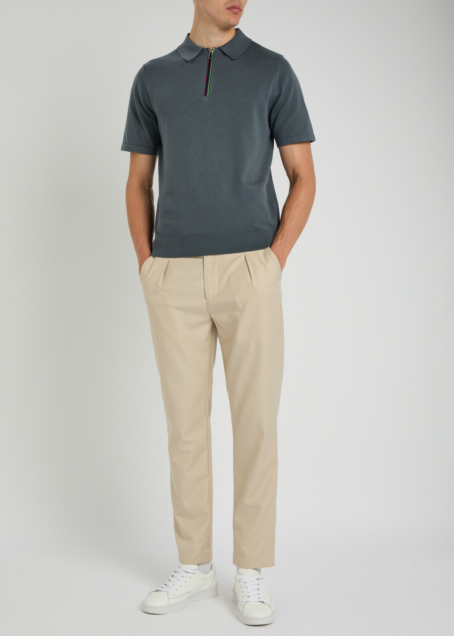 PS Paul Smith Half-zip Cotton Polo Shirt Grey