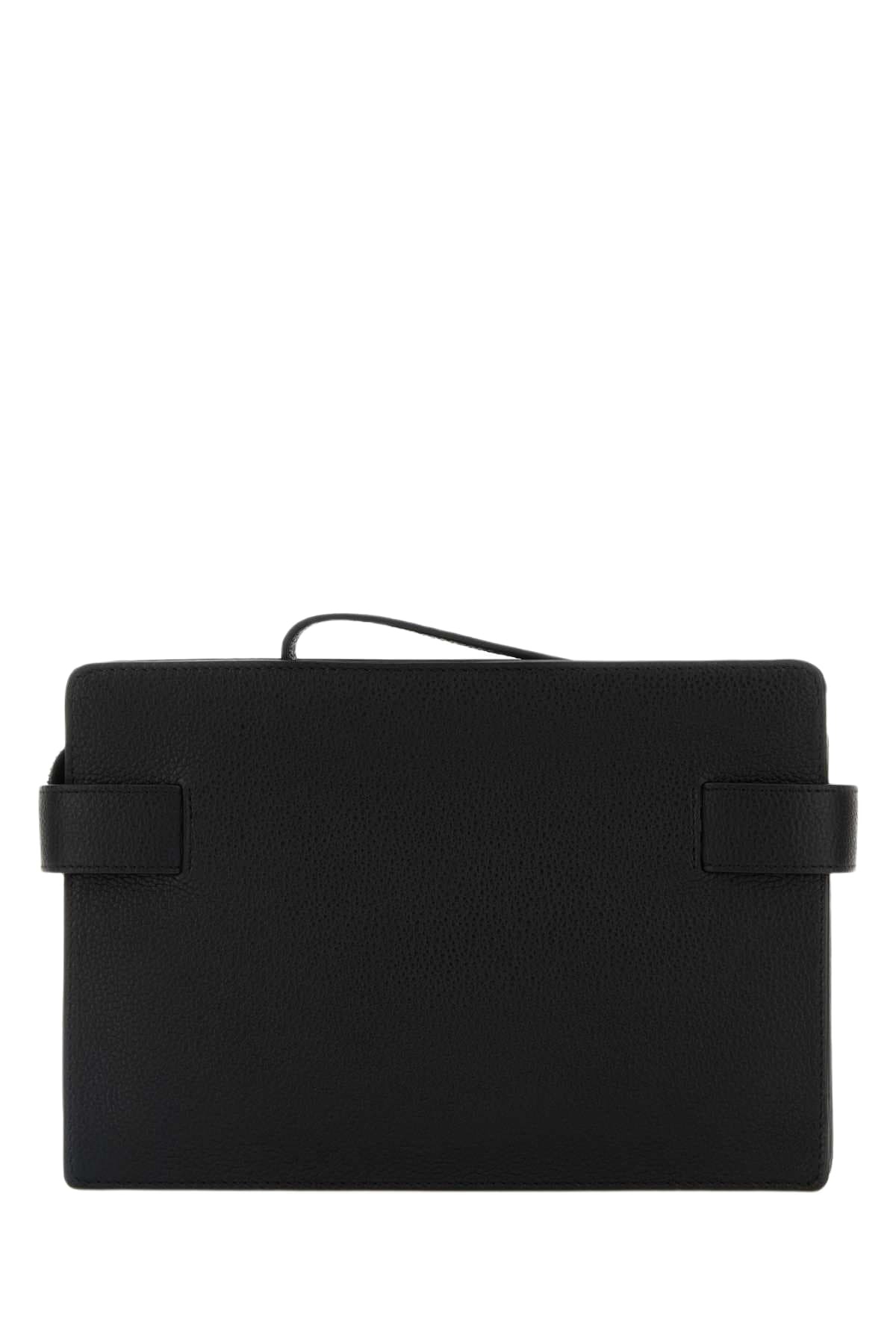 Ferragamo Black Leather Clutch