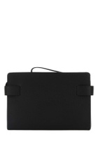 Ferragamo Black Leather Clutch