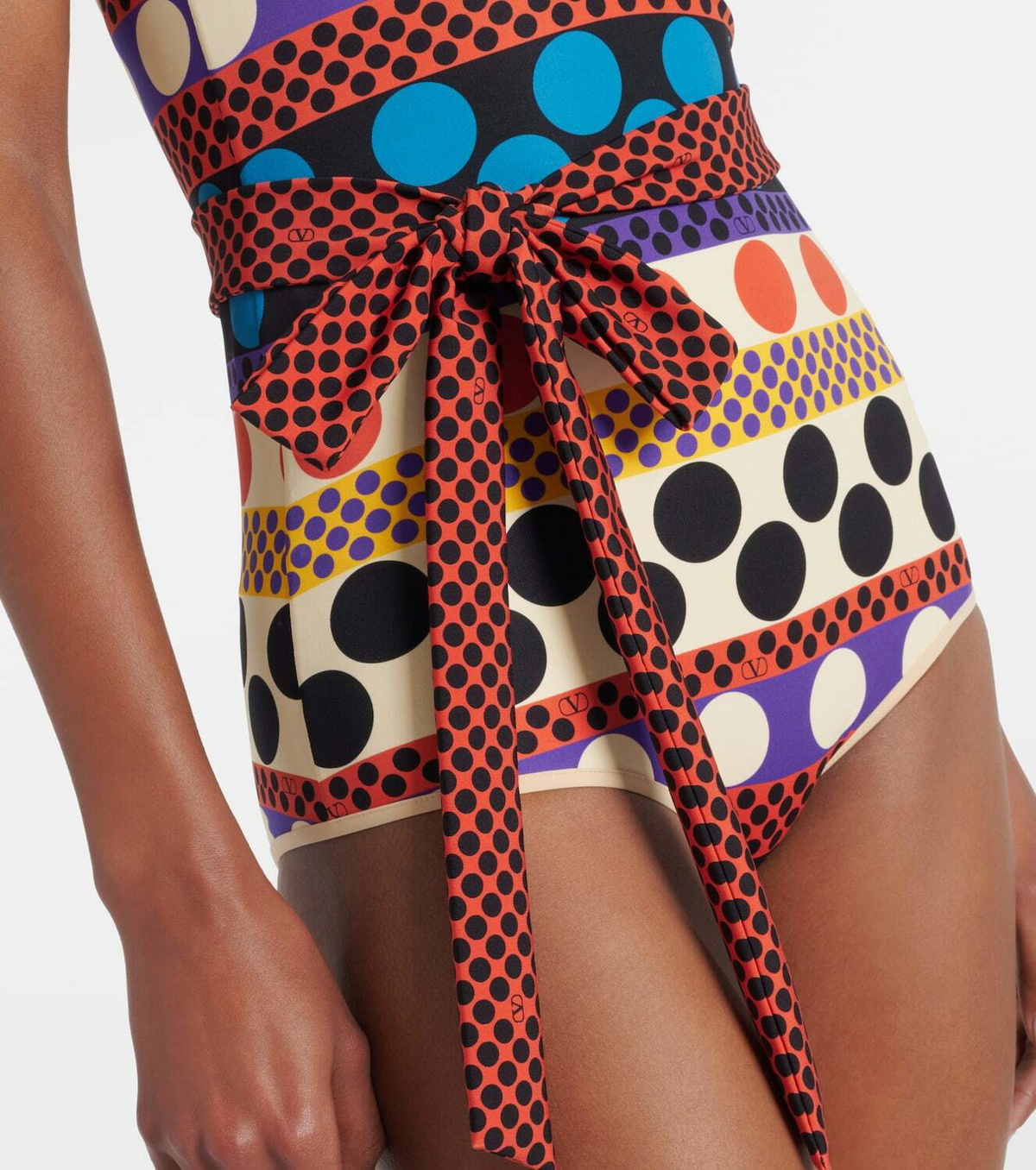 Valentino Escape belted polka-dot swimsuit