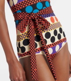 Valentino Escape belted polka-dot swimsuit